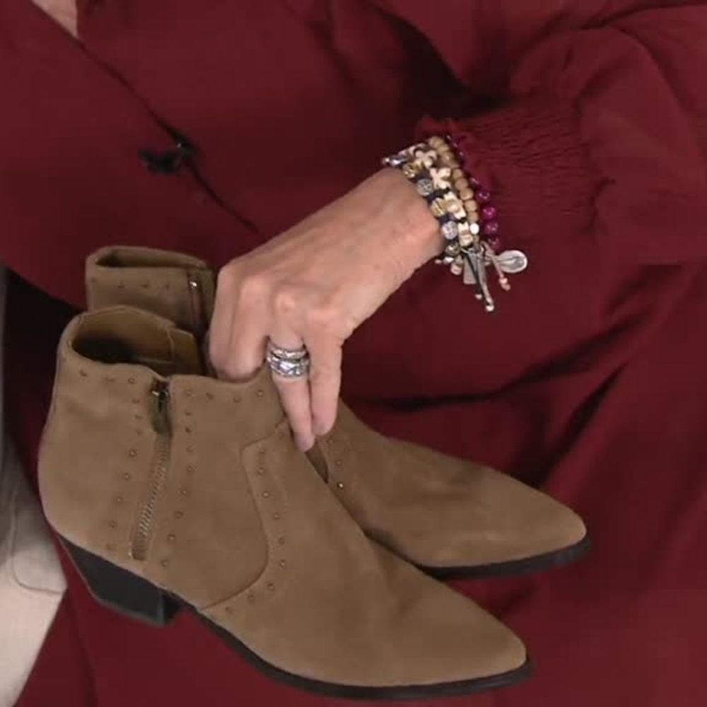 Marc Fisher Wanida Suede Booties Olive